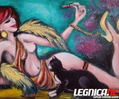 Kobieta z Kotem - sprzedam obraz olejny na płótnie