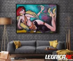 Kobieta z Kotem - sprzedam obraz olejny na płótnie