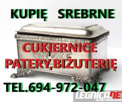 KUPIĘ SREBRNE CUKIERNICE,PATERY,ŚWIECZNIKI,BIŻUTERIĘ KONTAKT 694972047