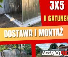 Garaż blaszany 3x5 II gatunek jednospadowy dostawa + montaż